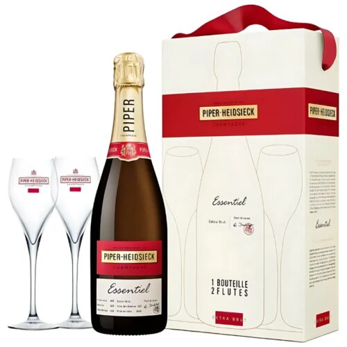 Champagne Piper-Heidsieck Essentiel Extra Brut + 2 Glas i Gaveæske